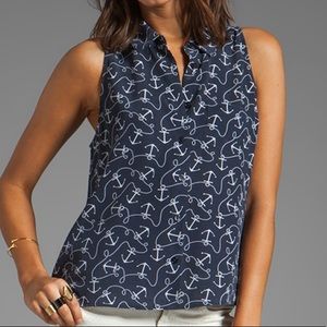 Equipment Mina Anchor Silk Sleeveless Top